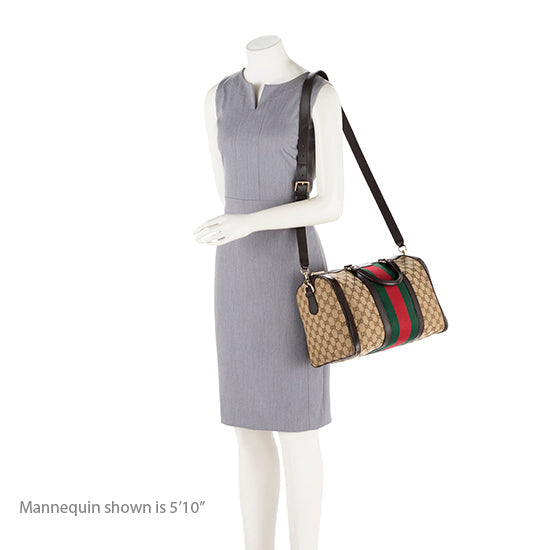 Gucci GG Canvas Vintage Web Medium Boston Bag (SHF-19337)