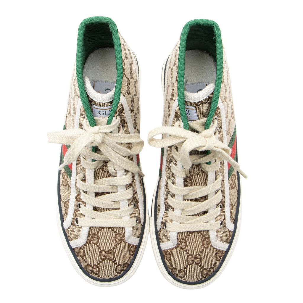 Gucci GG Canvas Web 1977 Tennis High Top Sneakers - Size 6 / 36