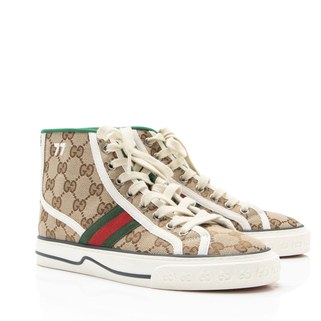 Gucci GG Canvas Web 1977 Tennis High Top Sneakers - Size 6 / 36