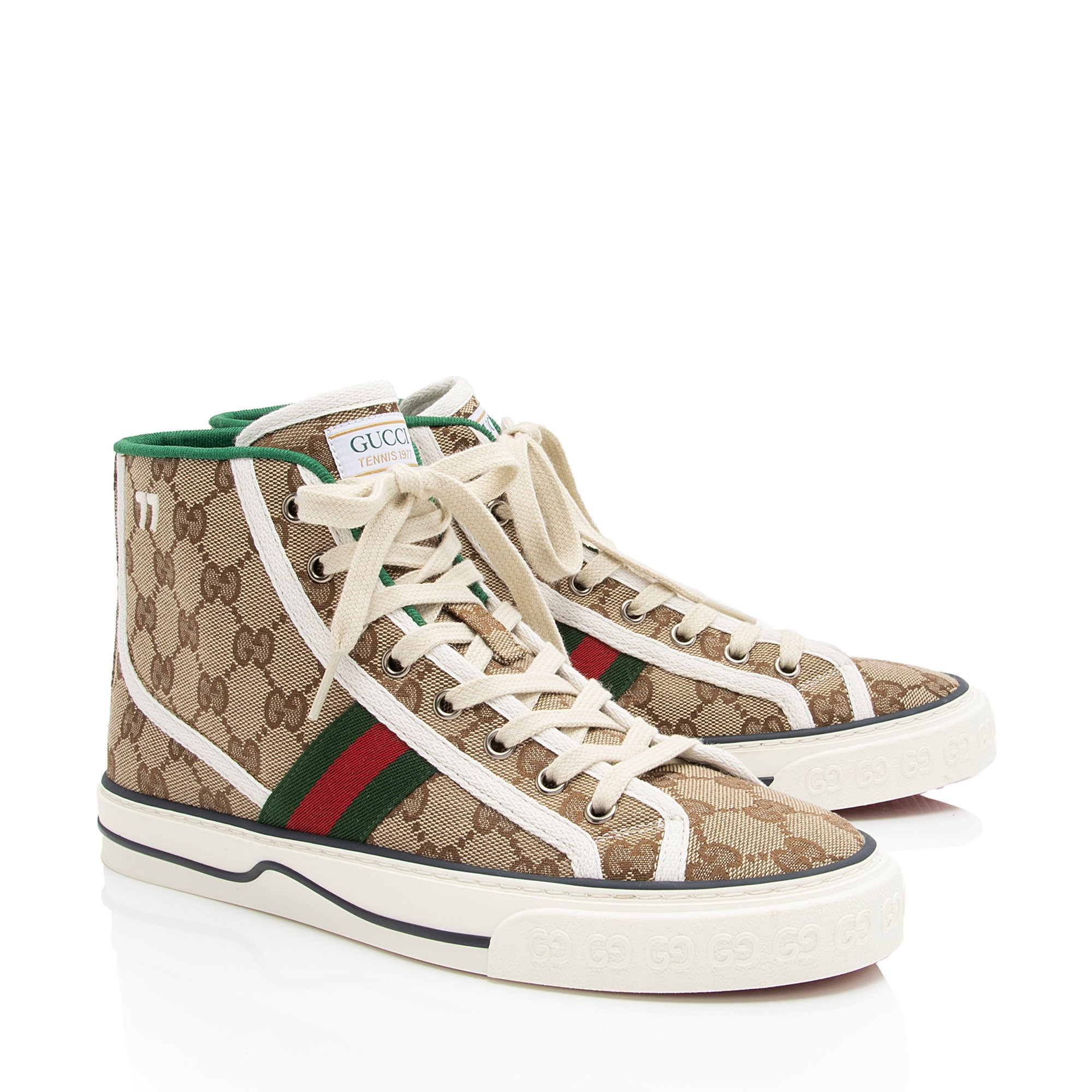 Gucci GG Canvas Web 1977 Tennis High Top Sneakers - Size 9 / 39 (SHF-2Re14P)
