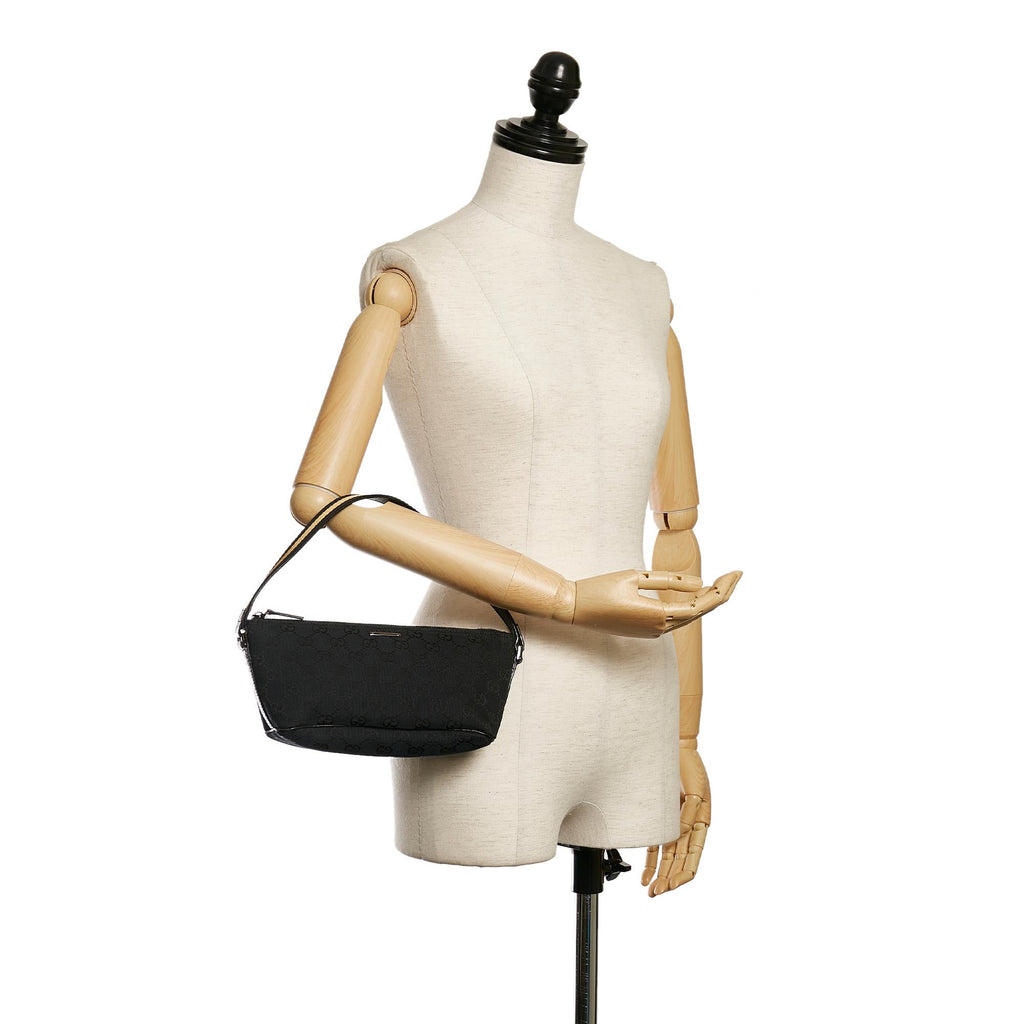 Gucci GG Canvas Web Boat Baguette (SHG-30597)