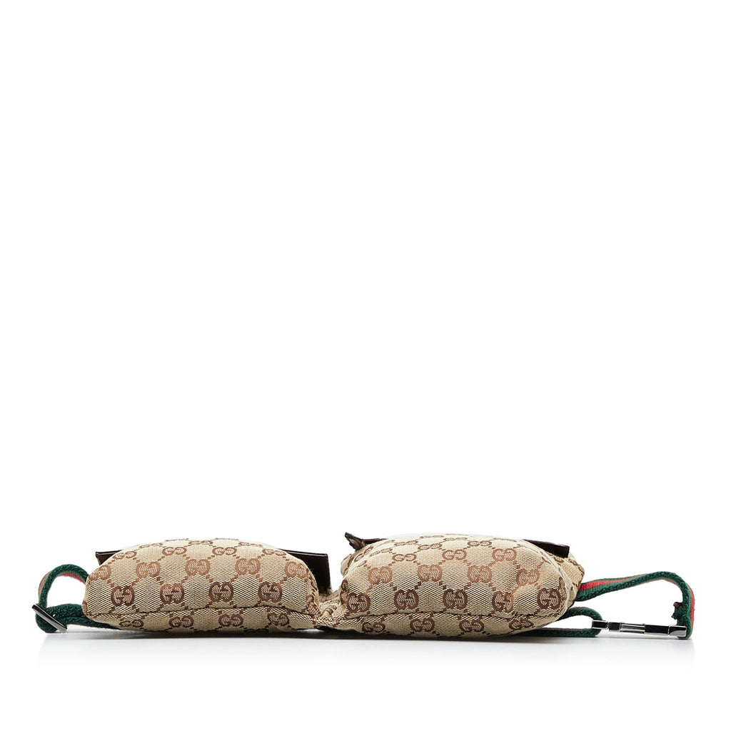 Gucci GG Canvas Web Double Pocket Belt Bag (SHG-YovxPn)