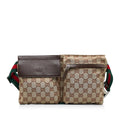 Gucci GG Canvas Web Double Pocket Belt Bag (SHG-YovxPn)