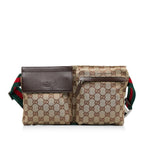 Gucci GG Canvas Web Double Pocket Belt Bag (SHG-YovxPn)