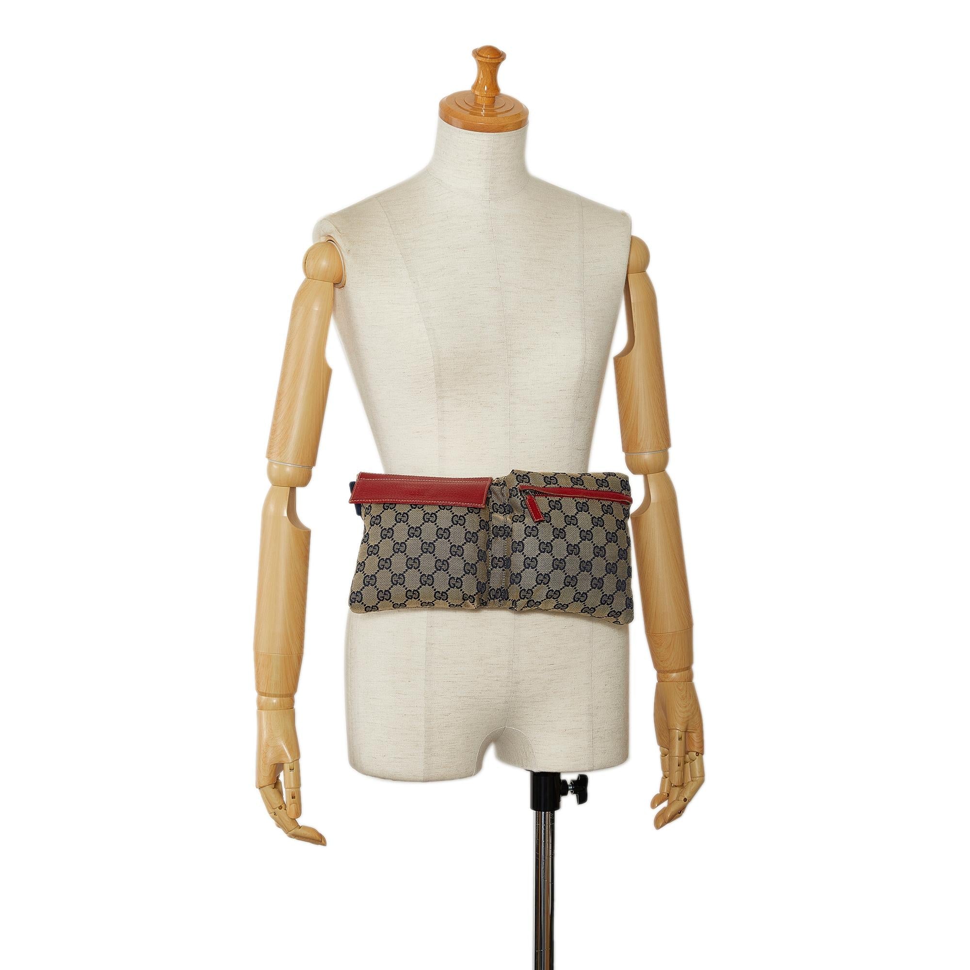 Gucci GG Canvas Web Double Pocket Belt Bag (SHG-u7MA9p)