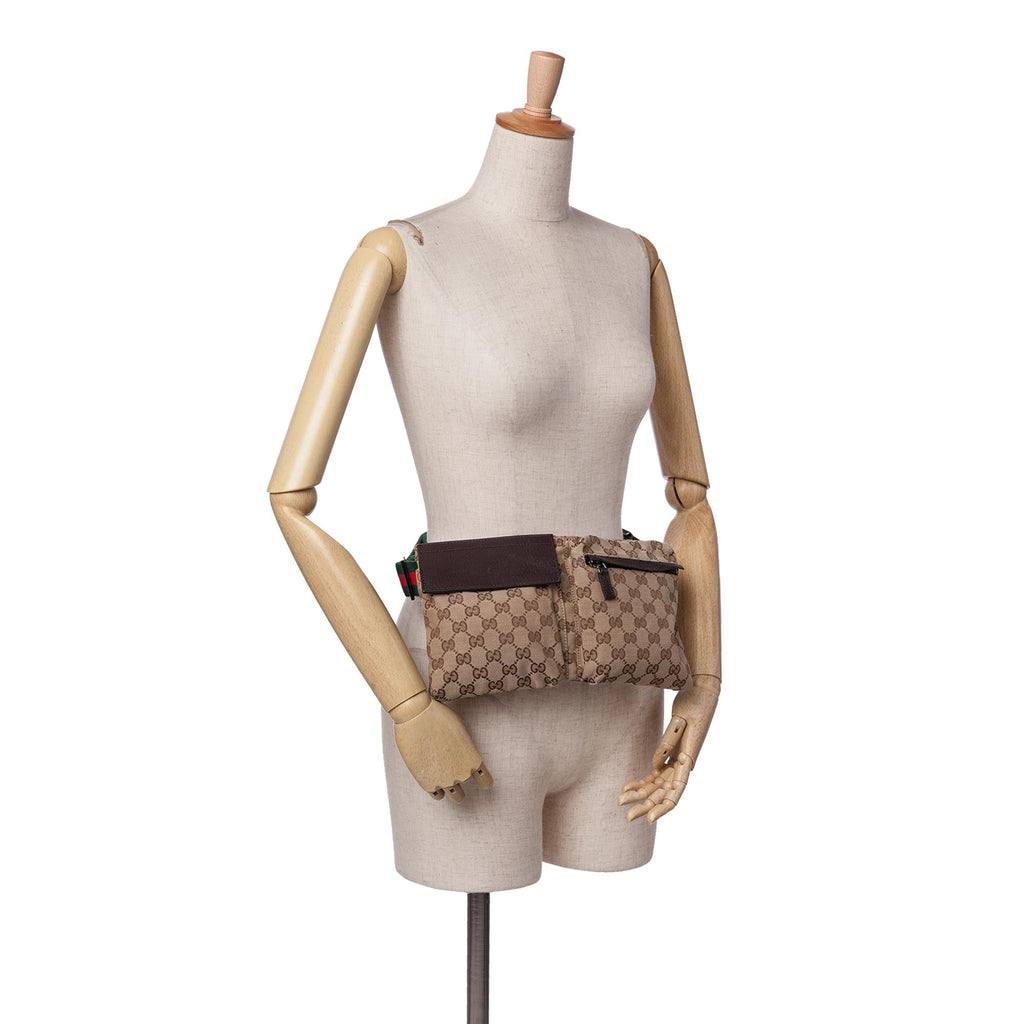 Gucci GG Canvas Web Double Pocket Belt Bag