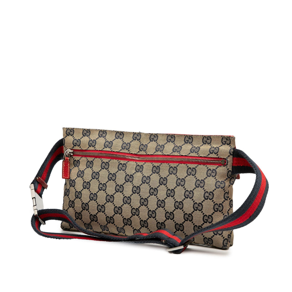 Gucci GG Canvas Web Double Pocket Belt Bag