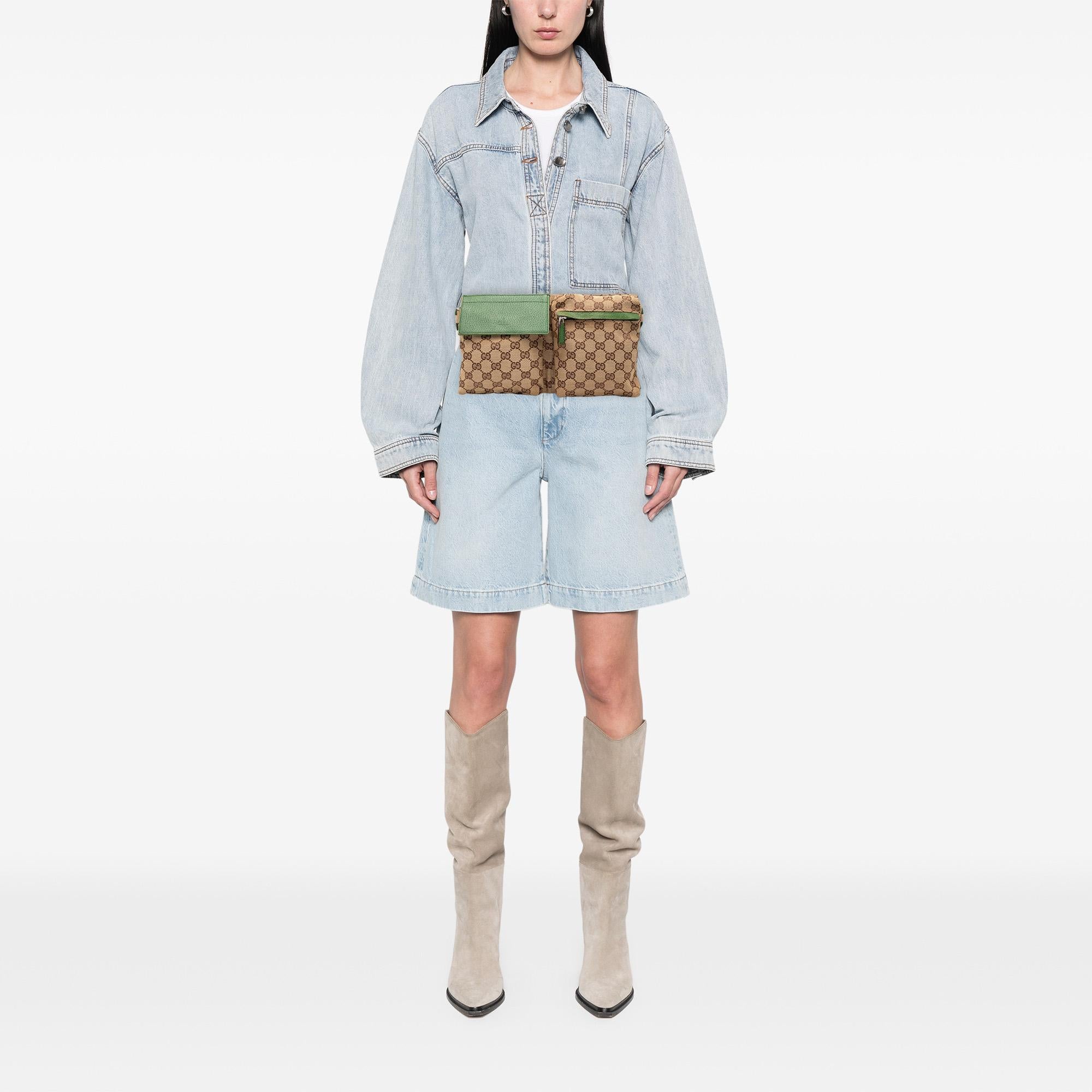 Gucci GG Canvas Web Double Pocket Belt Bag