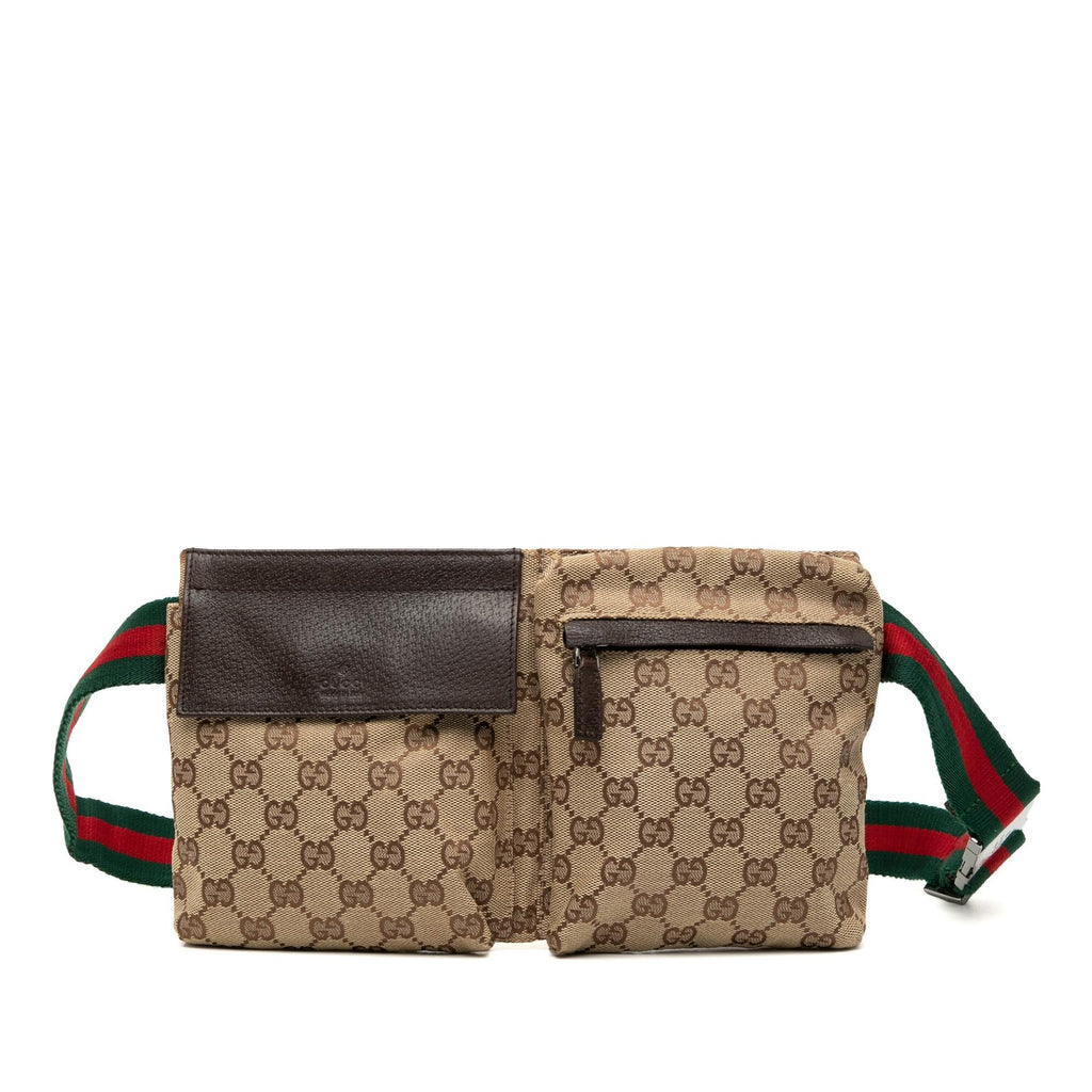 Gucci GG Canvas Web Double Pocket Belt Bag