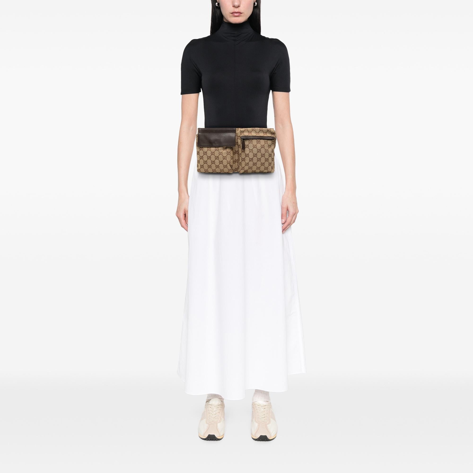 Gucci GG Canvas Web Double Pocket Belt Bag