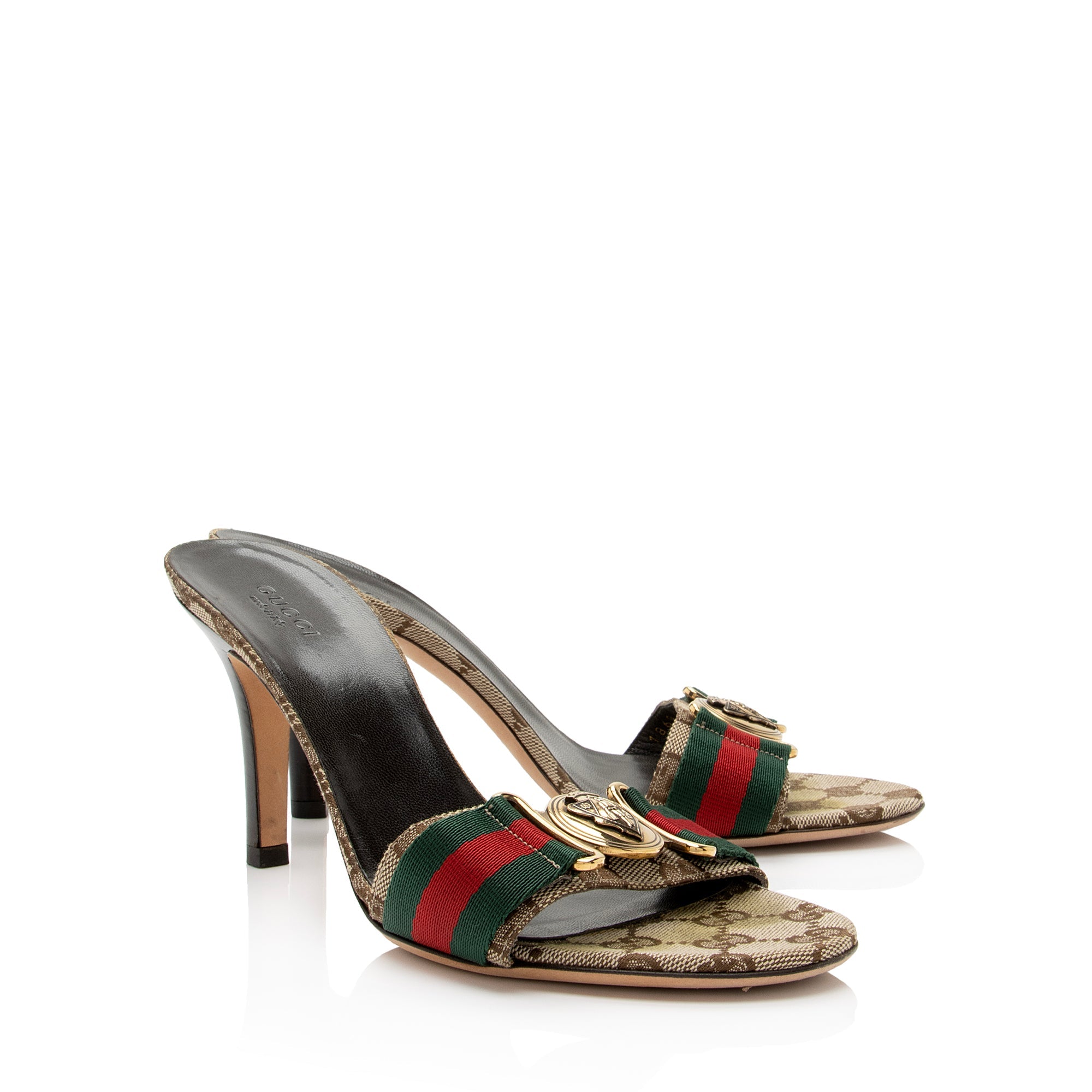 Gucci GG Canvas Web Hysteria Slide Sandals - Size 7 / 37 (SHF-g5YmqX)