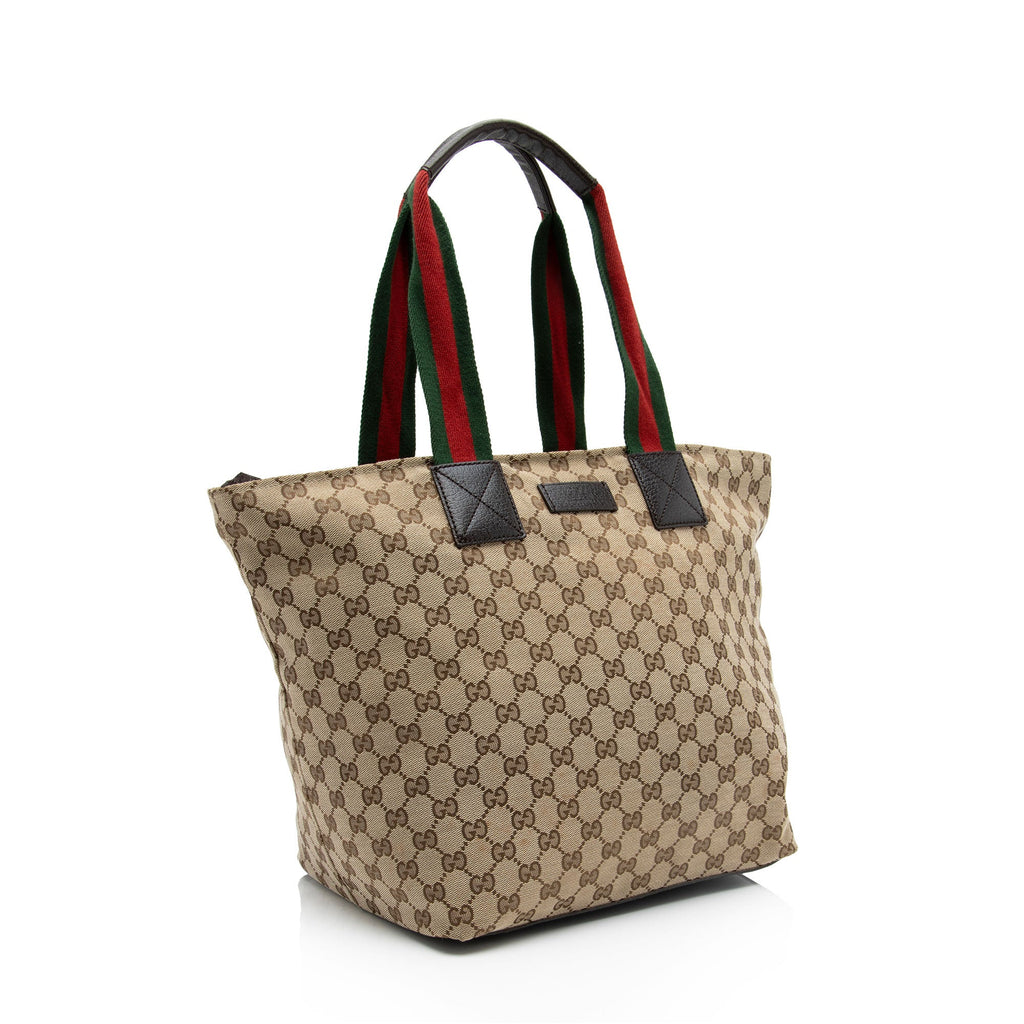 Gucci GG Canvas Web Large Tote (SHF-oTyQoP)