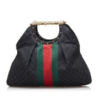 Gucci GG Canvas Web Metal Bamboo Tote (SHG-XlBfM7)