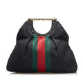 Gucci GG Canvas Web Metal Bamboo Tote (SHG-XlBfM7)
