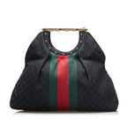 Gucci GG Canvas Web Metal Bamboo Tote (SHG-XlBfM7)