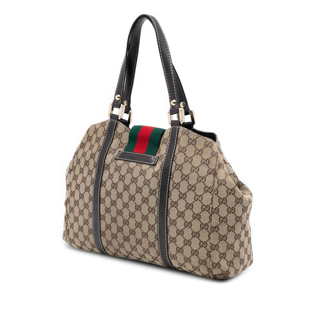Gucci GG Canvas Web New Ladies Tote