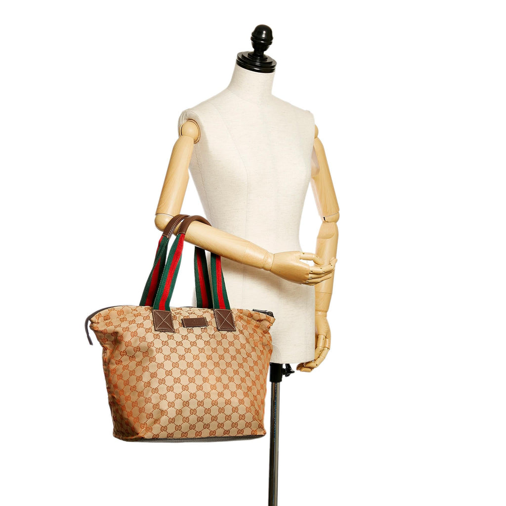 Gucci GG Canvas Web Tote Bag (SHG-30132)
