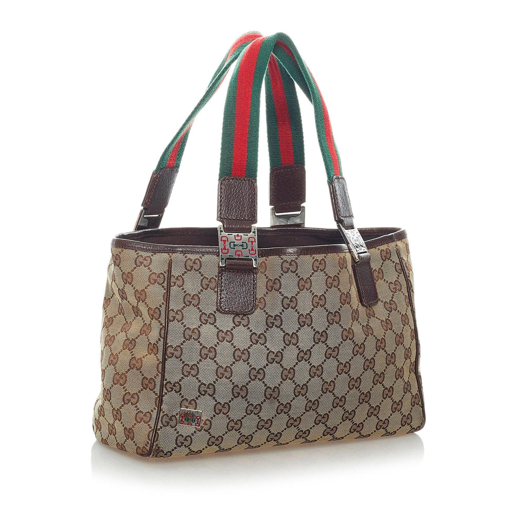 Gucci GG Canvas Web Tote Bag (SHG-33142)