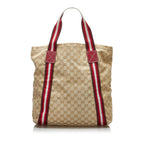 Gucci GG Canvas Web Tote (SHG-X8bRab)