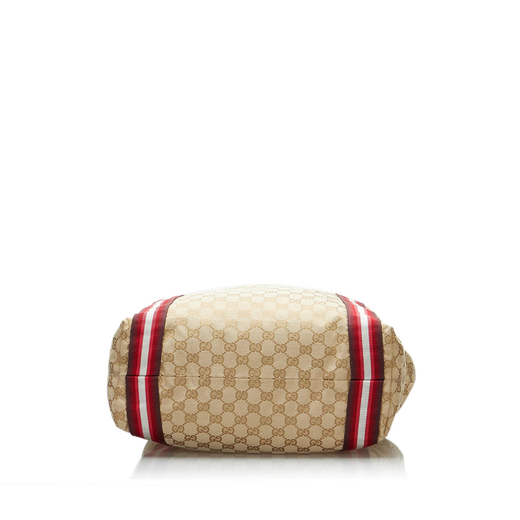 Gucci GG Canvas Web Tote (SHG-X8bRab)