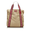 Gucci GG Canvas Web Tote (SHG-X8bRab)