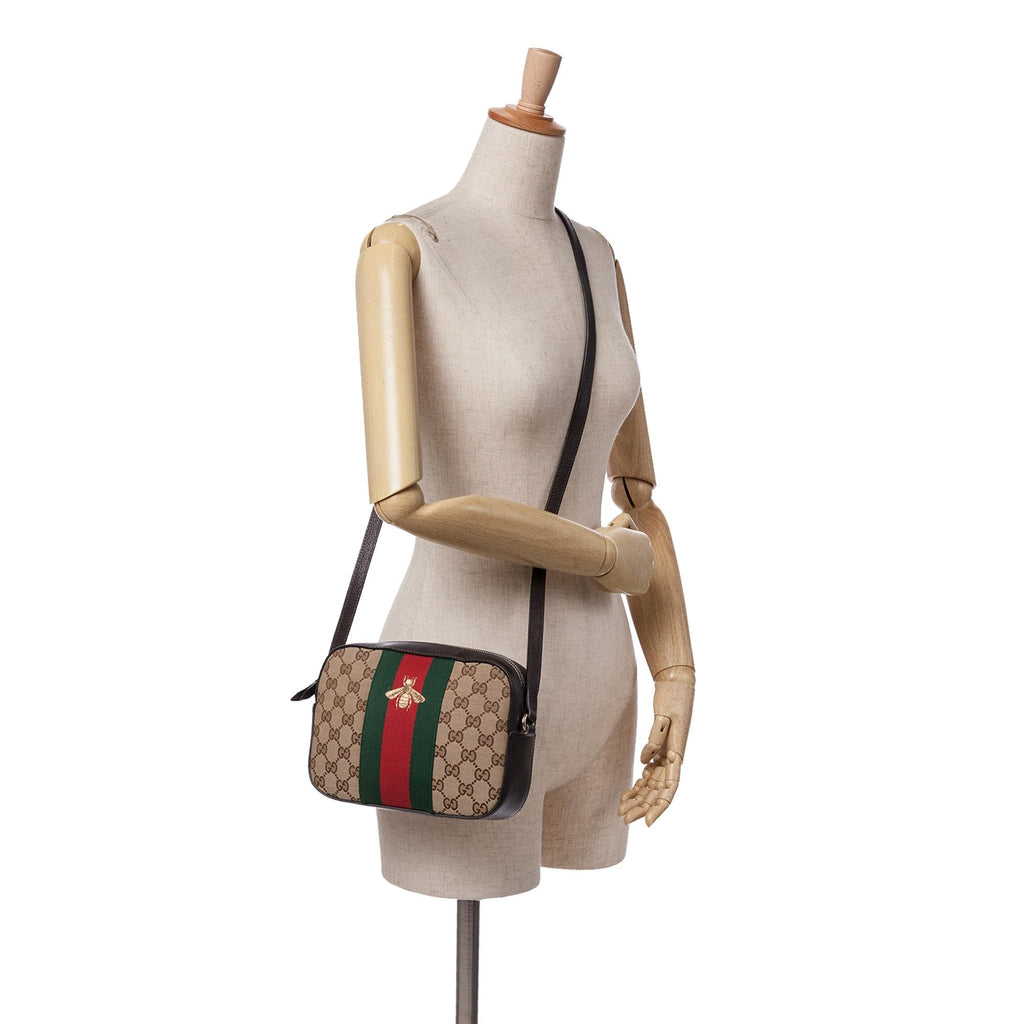Gucci GG Canvas Webby Bee Camera Bag