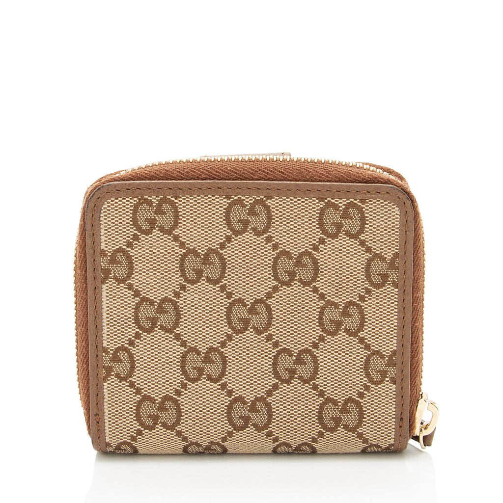 Gucci GG Canvas Zip Around Compact Wallet