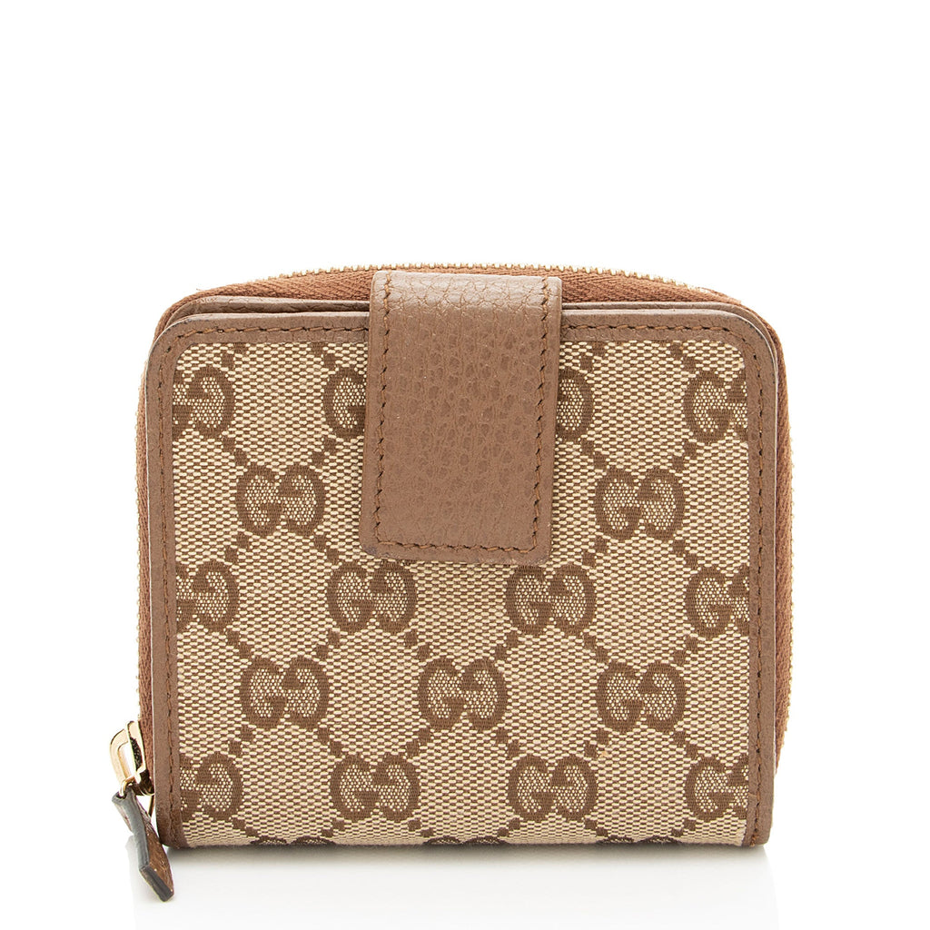 Gucci GG Canvas Zip Around Compact Wallet