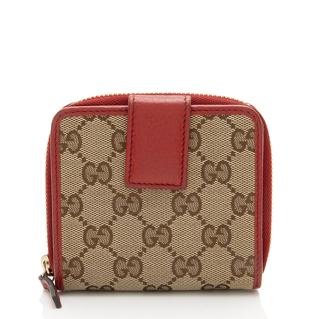 Gucci GG Canvas Zip Around Compact Wallet