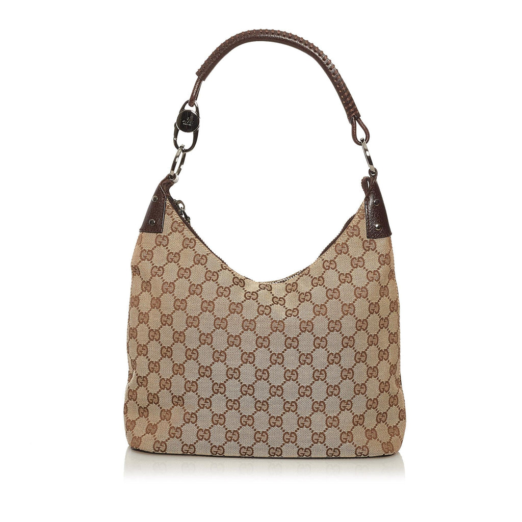 Gucci GG Cavas Ring Handle Zip Shoulder Bag (SHG-34838)