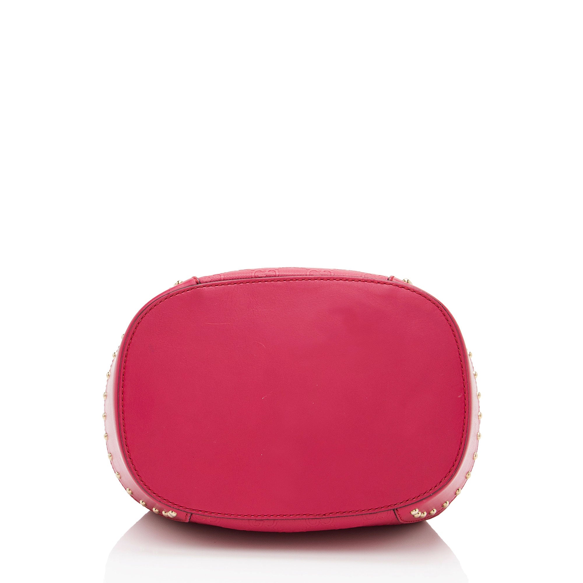 Gucci GG Debossed Diamante Leather Studded Bright Bucket Bag