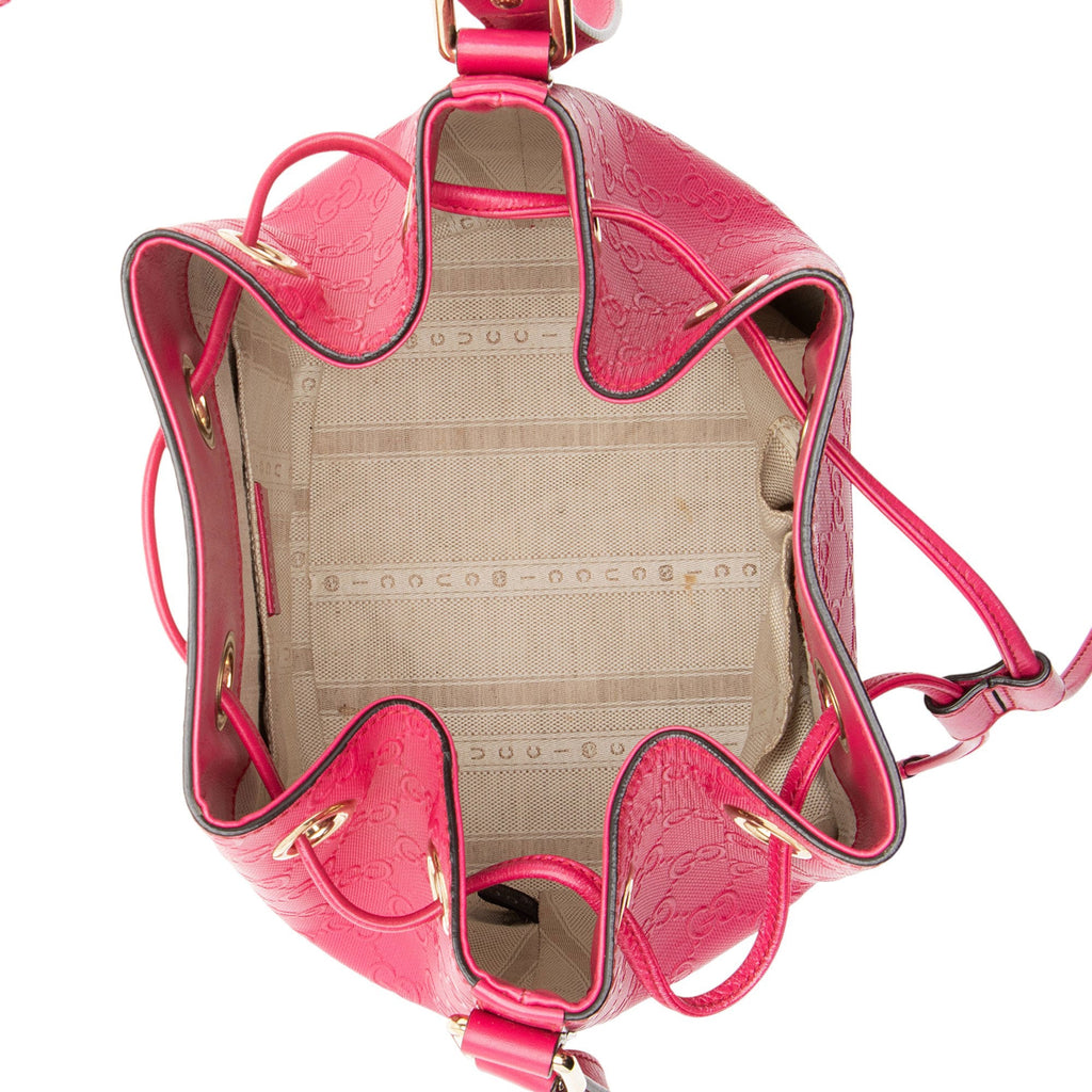 Gucci GG Debossed Diamante Leather Studded Bright Bucket Bag