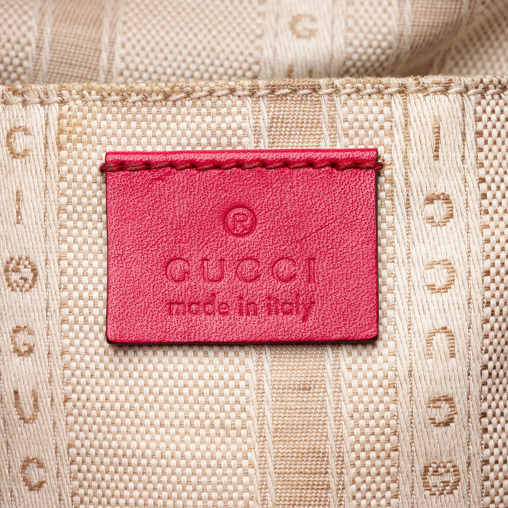 Gucci GG Debossed Diamante Leather Studded Bright Bucket Bag
