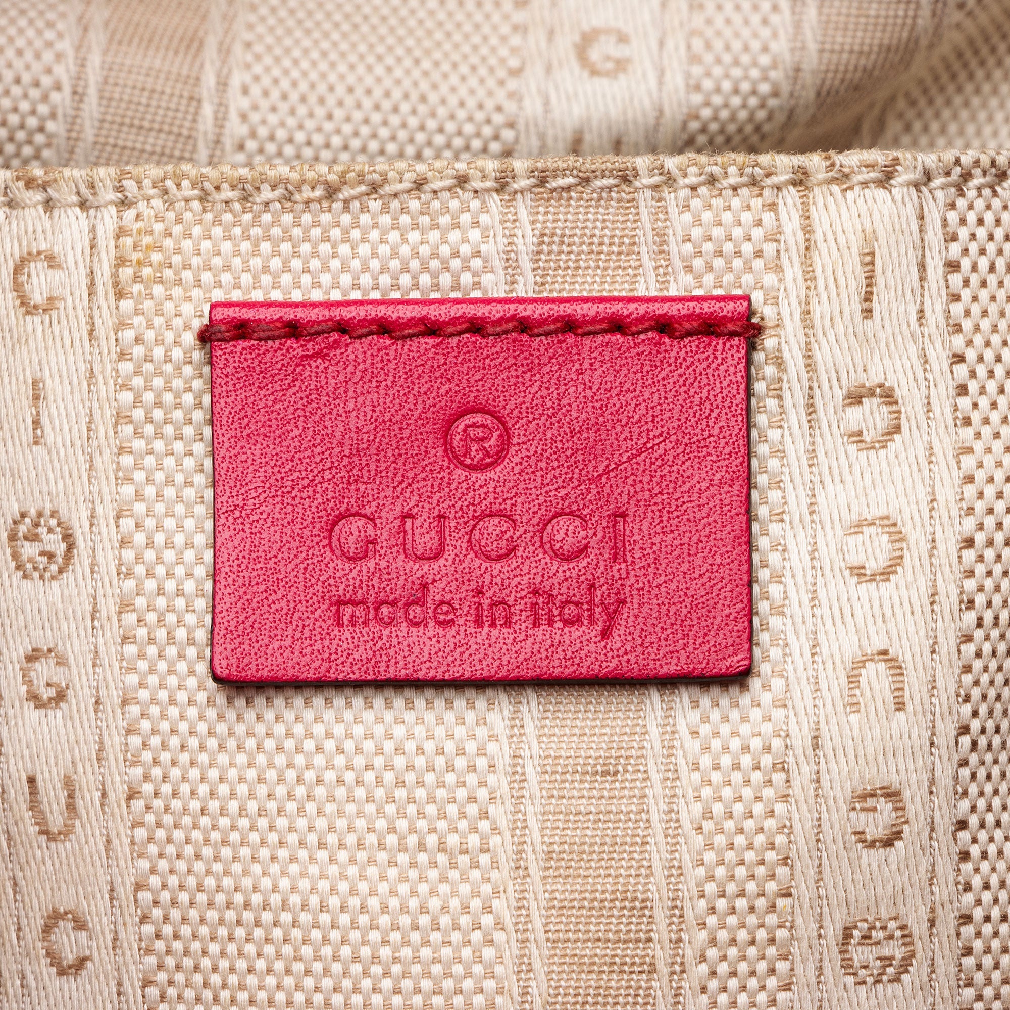 Gucci GG Debossed Diamante Leather Studded Bright Bucket Bag