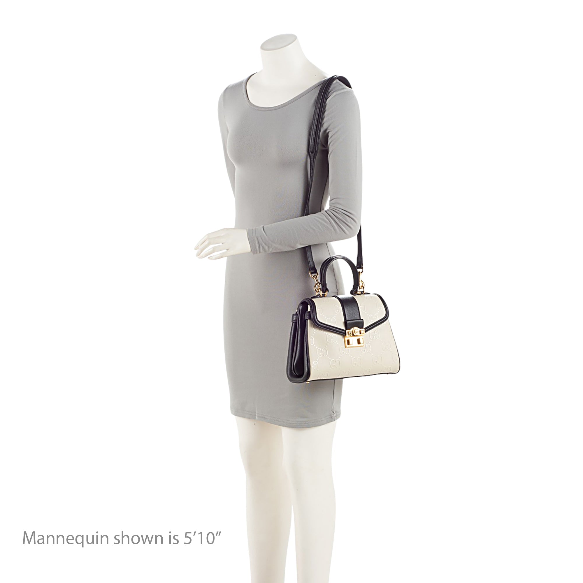 Gucci GG Debossed Leather Small Top Handle (SHF-hGmUB9)