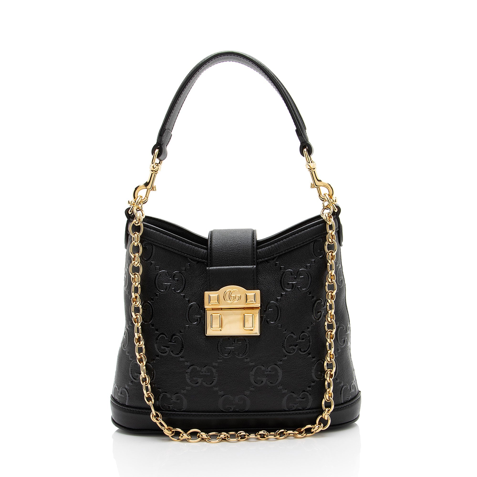 Gucci GG Debossed Leather Wonka Chain Shoulder Bag