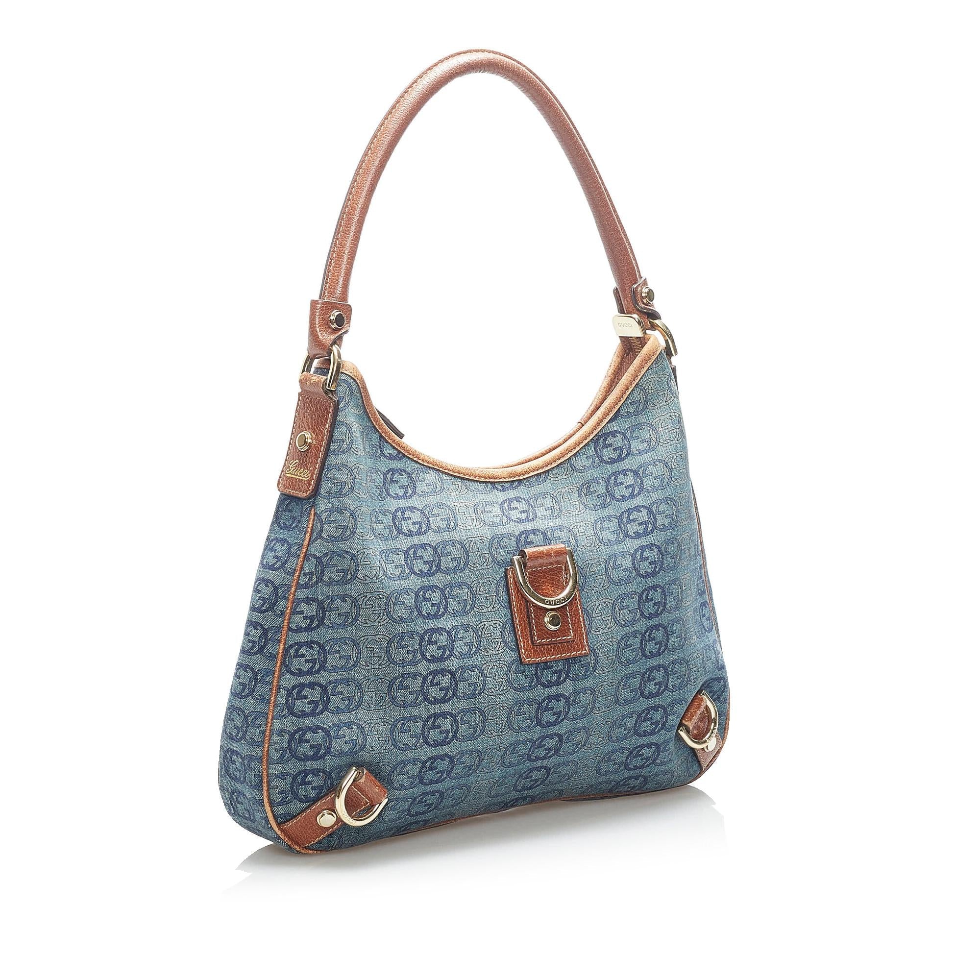 Gucci GG Denim Abbey D-Ring Shoulder Bag (SHG-34010)