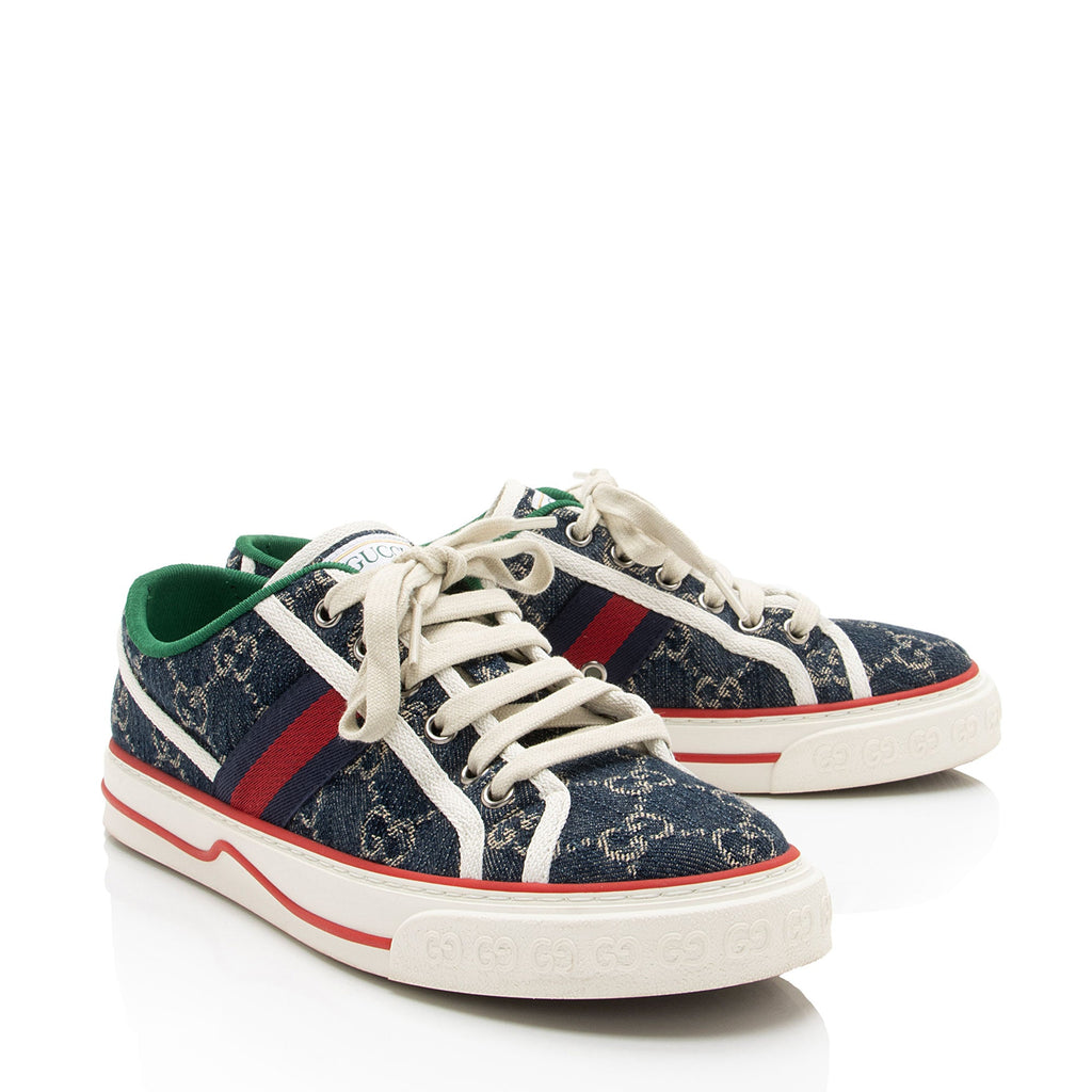 Gucci GG Denim Web 1977 Tennis Sneakers - Size 8 / 38 (SHF-VWBdkK)