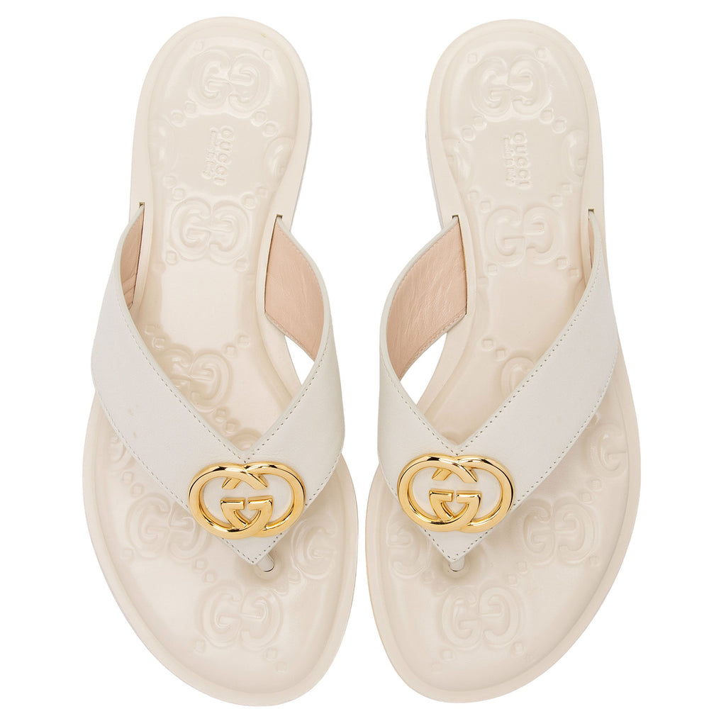Gucci GG Embossed Interlocking G Thong Sandals - Size 8.5 / 38.5 (SHF-AYzBw4)