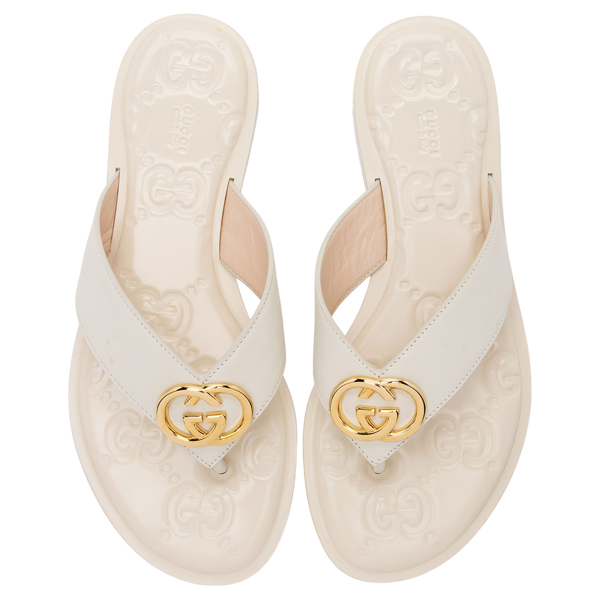 Gucci GG Embossed Interlocking G Thong Sandals - Size 8.5 / 38.5 (SHF-AYzBw4)