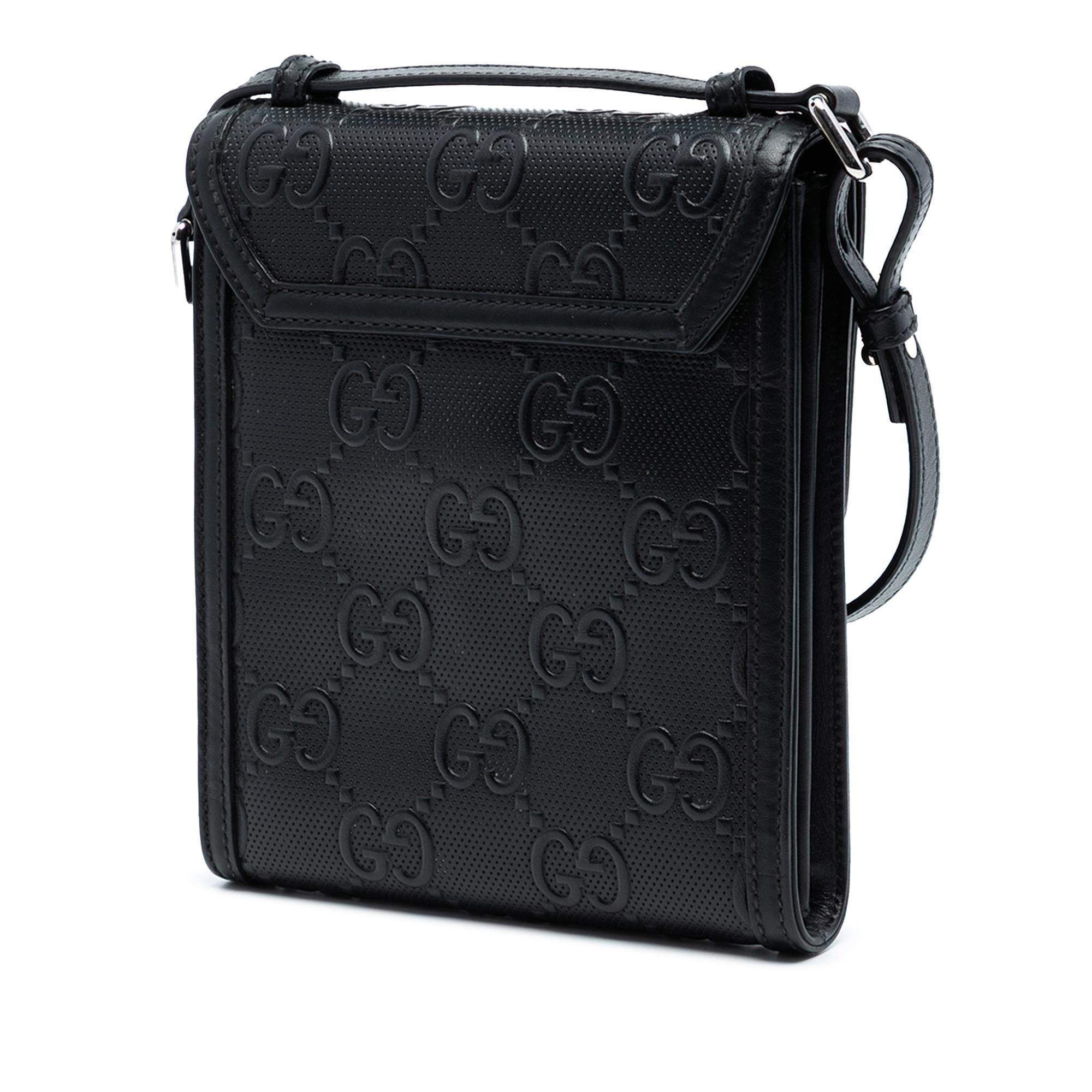 Gucci GG Embossed Leather Flap Crossbody