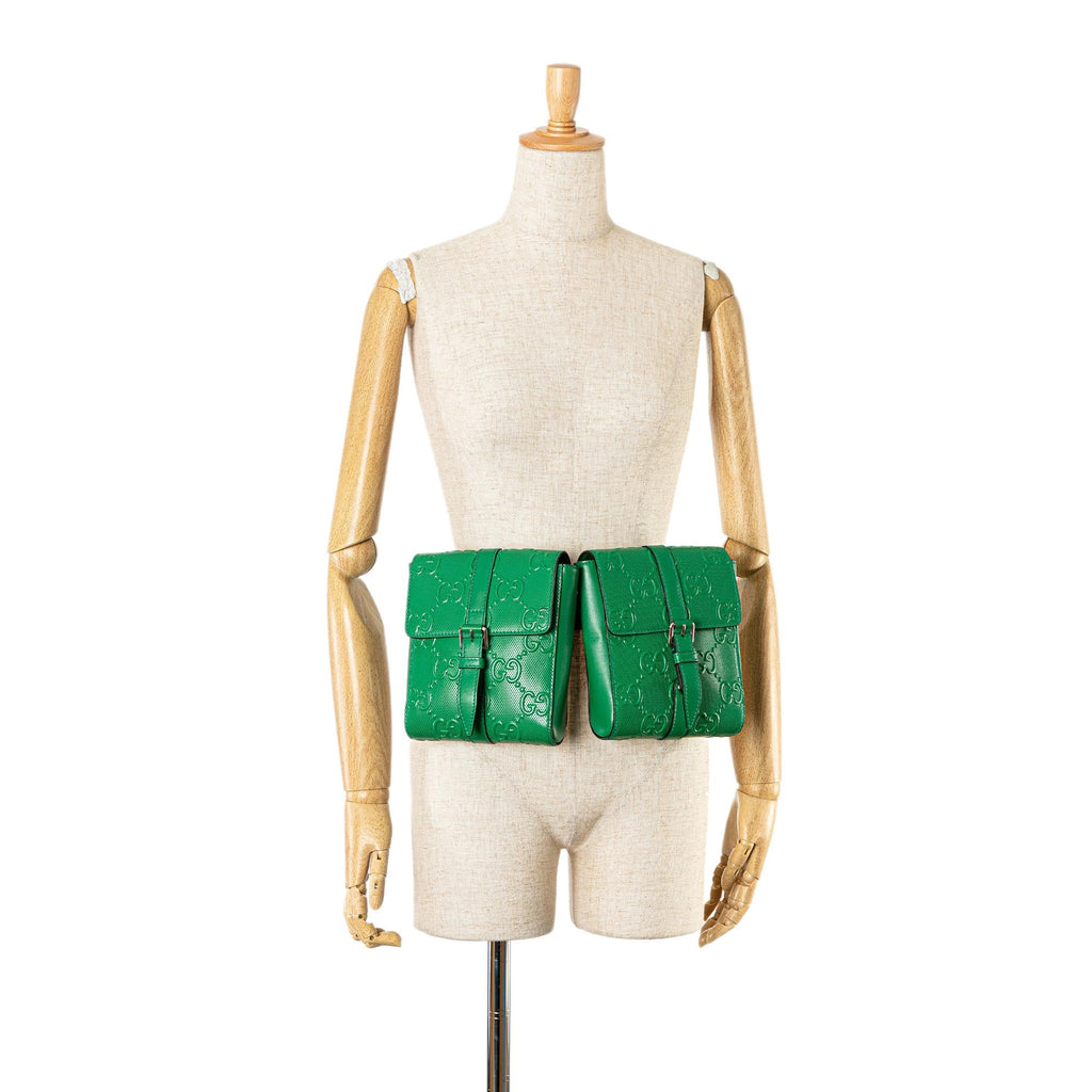 Gucci GG Embossed Perforated Double Belt Bag (SHG-a0WLGw)