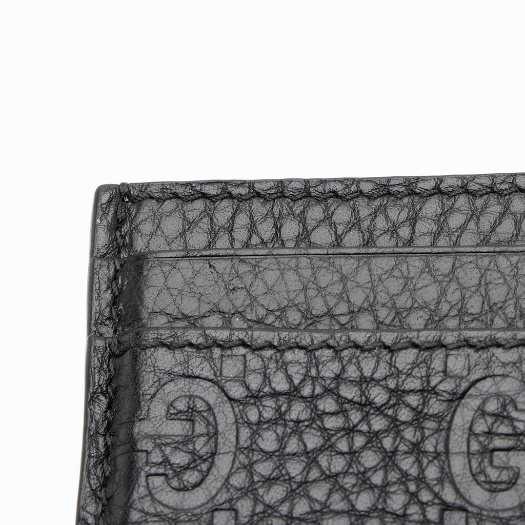 Gucci GG Grainy Leather Emblem Card Case