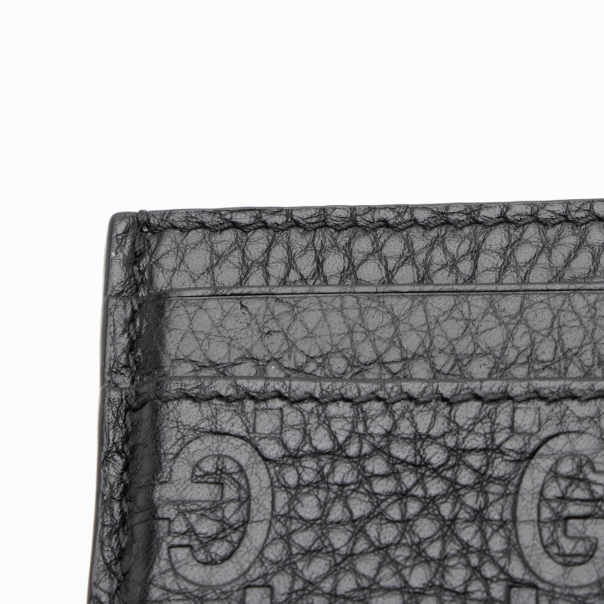 Gucci GG Grainy Leather Emblem Card Case