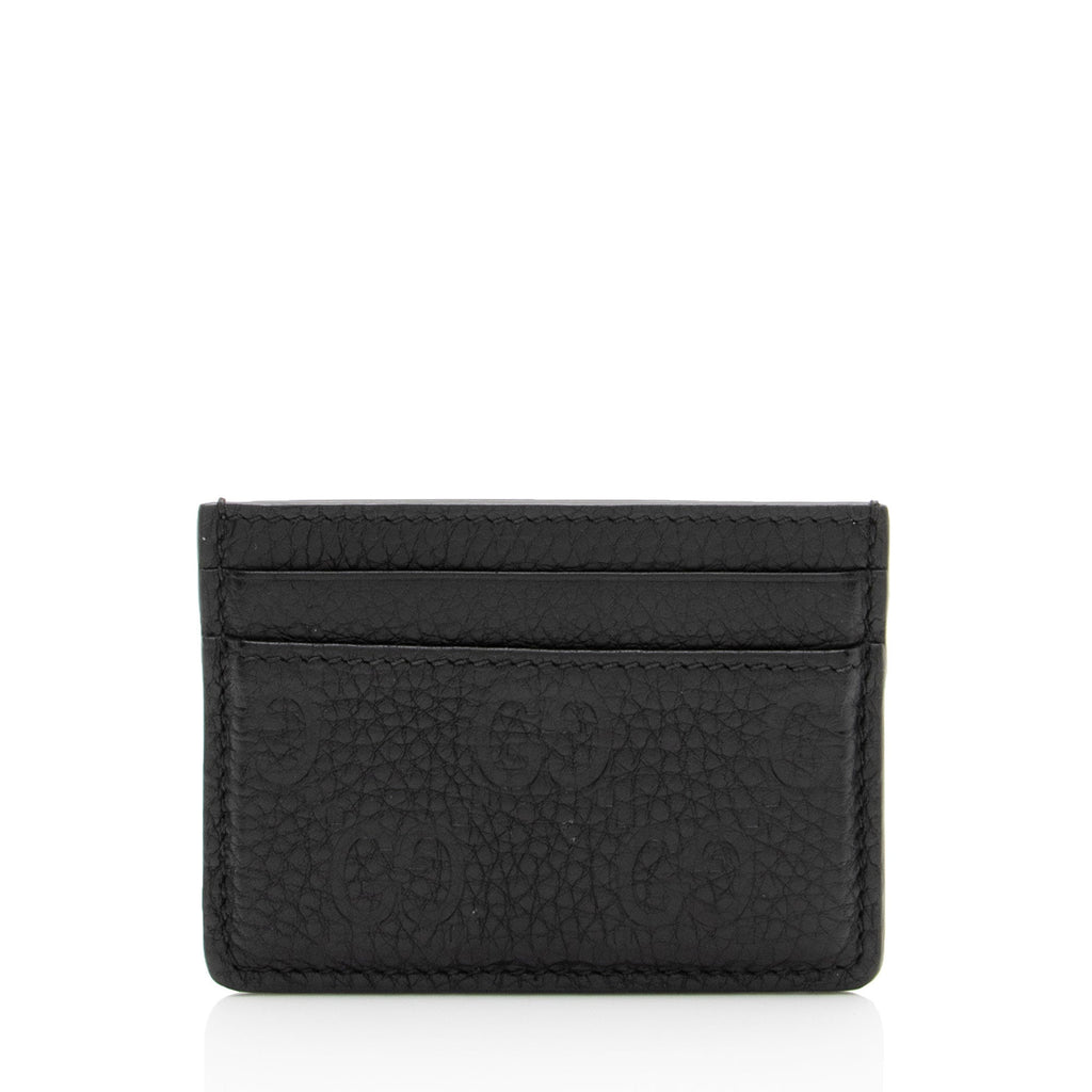 Gucci GG Grainy Leather Emblem Card Case