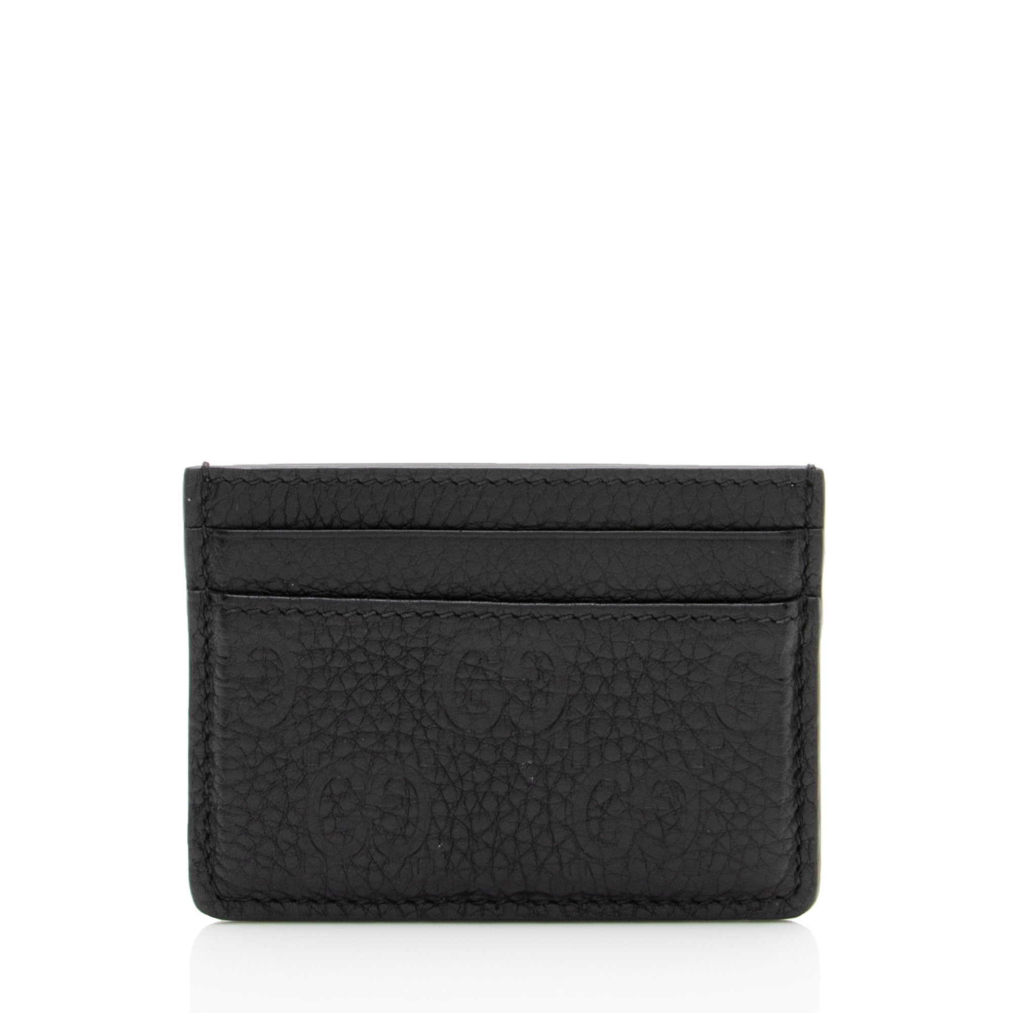 Gucci GG Grainy Leather Emblem Card Case