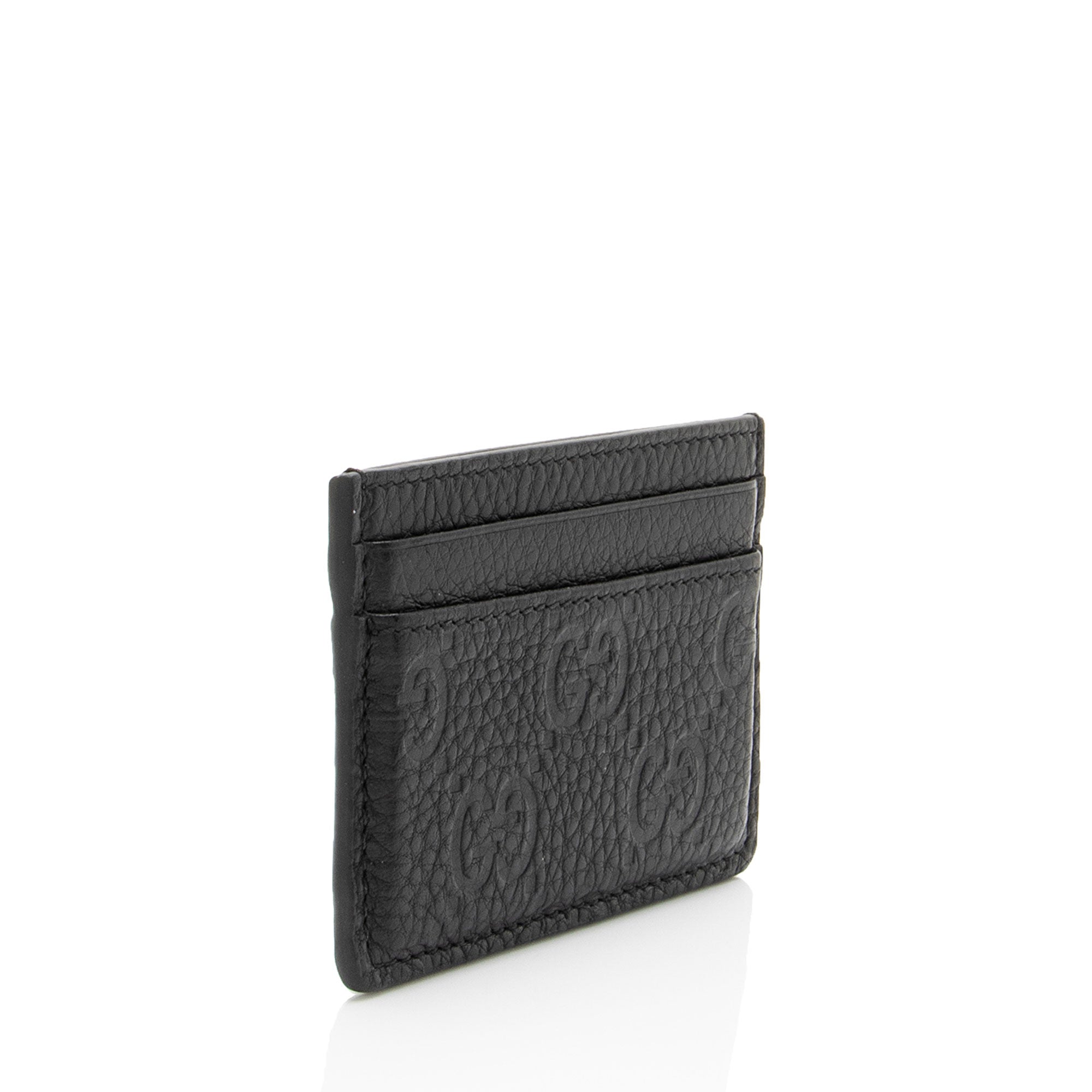 Gucci GG Grainy Leather Emblem Card Case