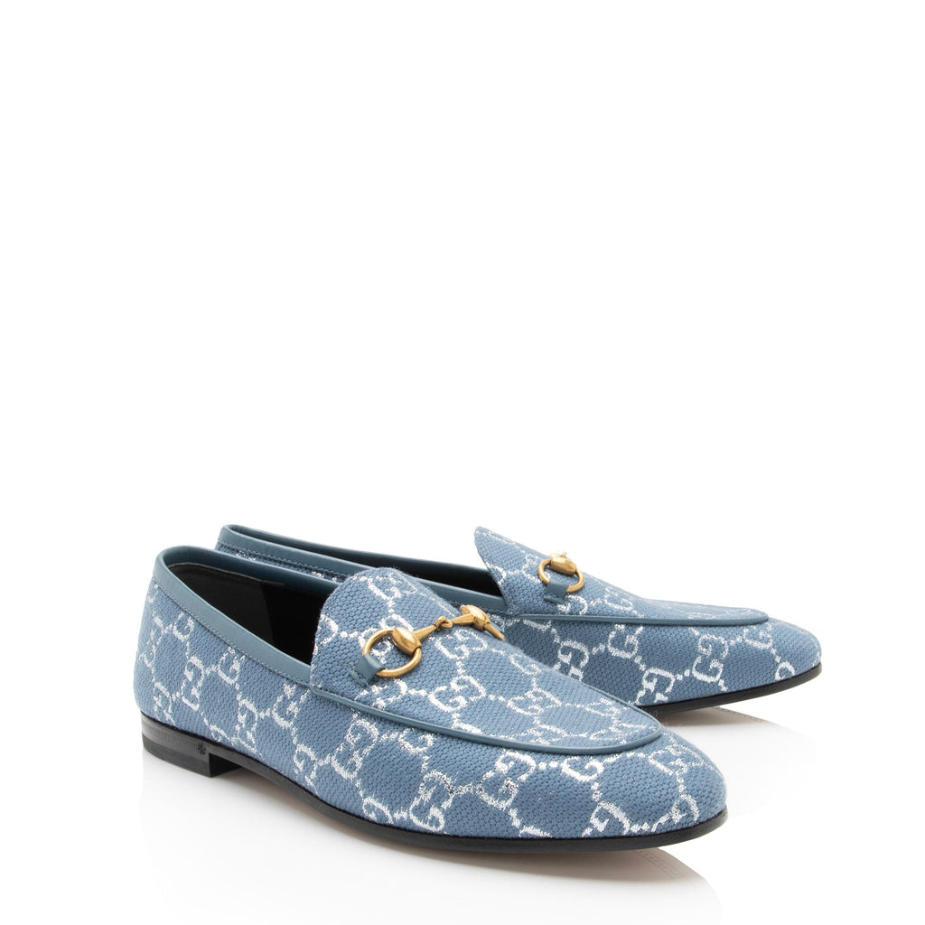 Gucci GG Canvas Horsebit Jordaan Loafers - Size 7 / 37 (SHF-WX1aiF)