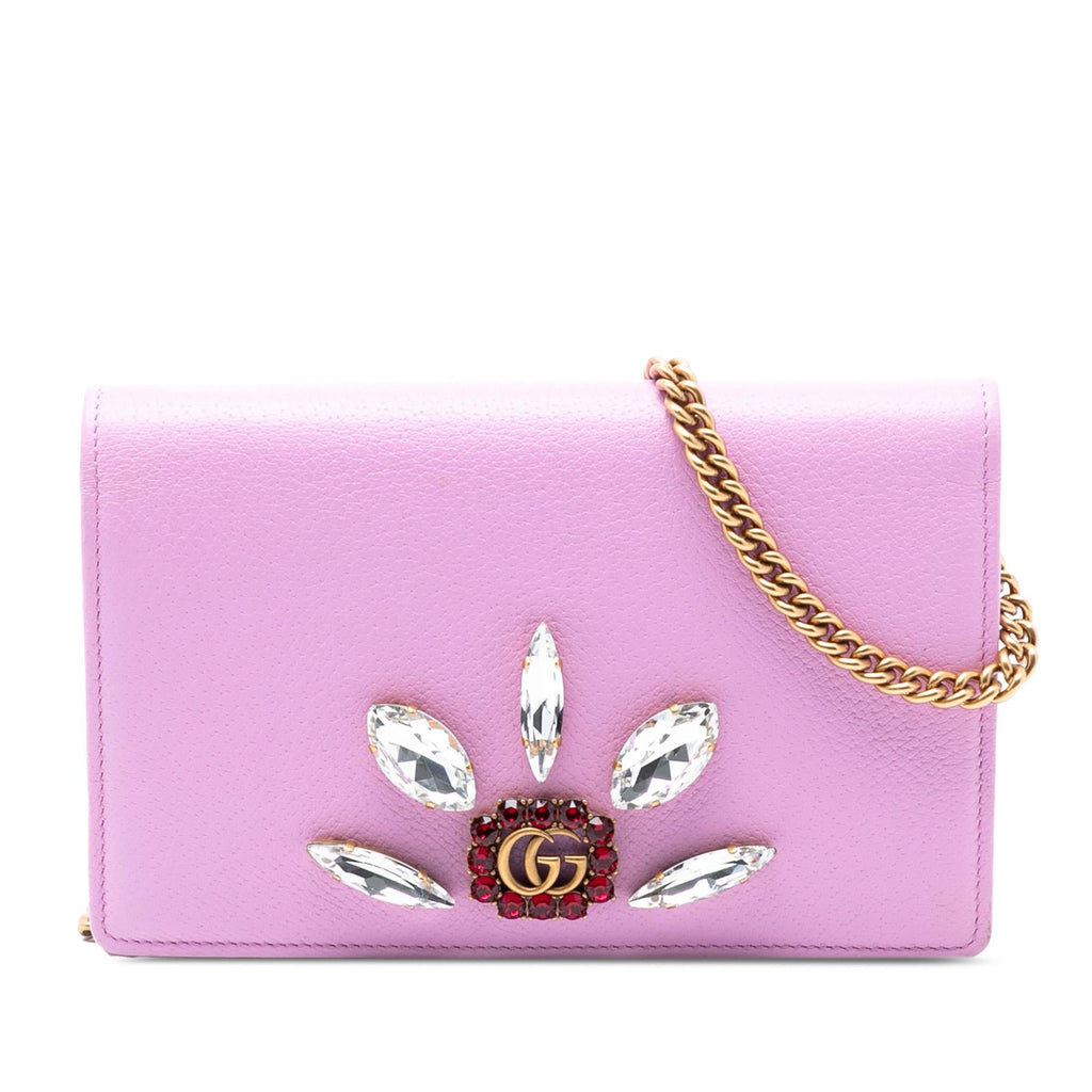 Gucci GG Marmont Embellished Leather Wallet On Chain