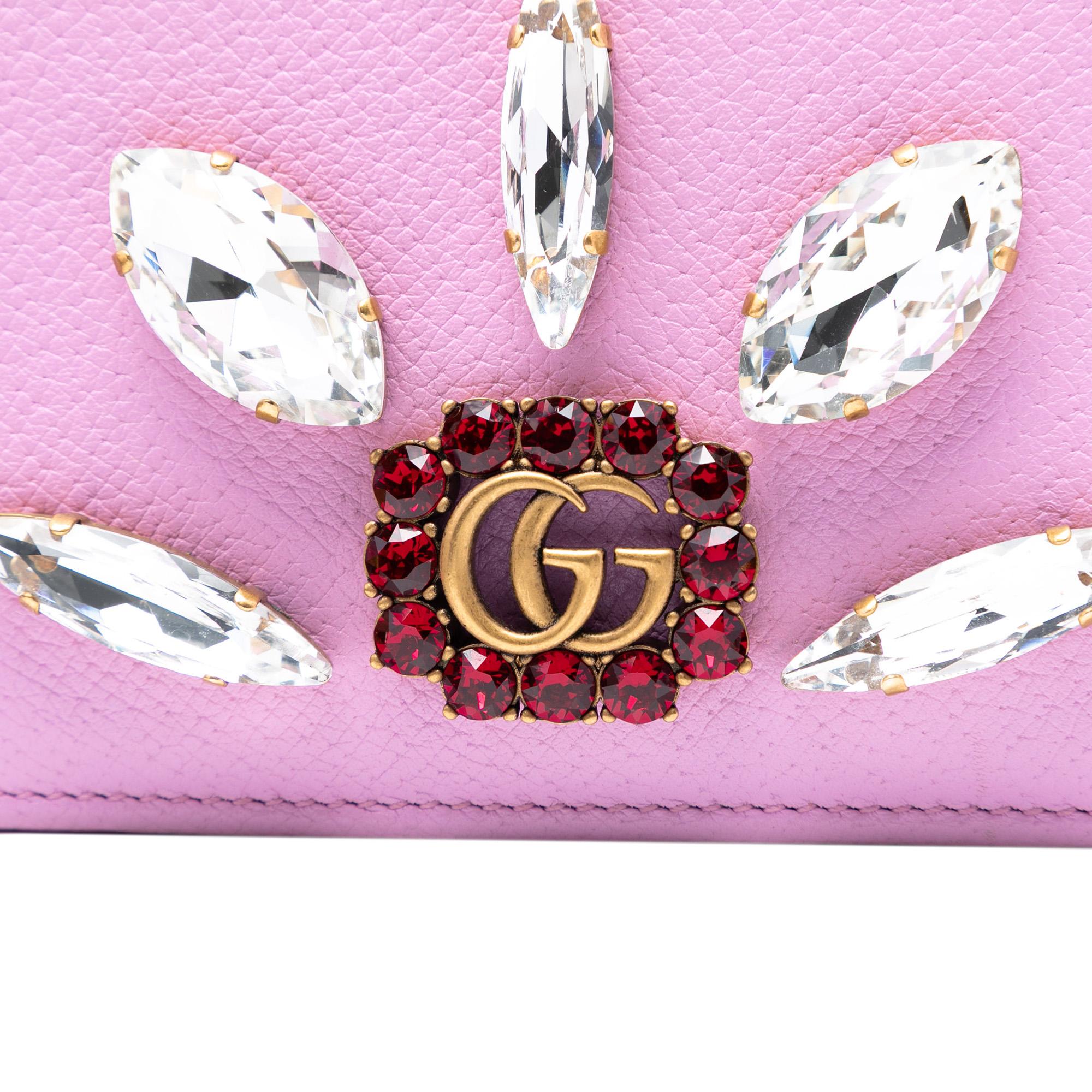 Gucci GG Marmont Embellished Leather Wallet On Chain